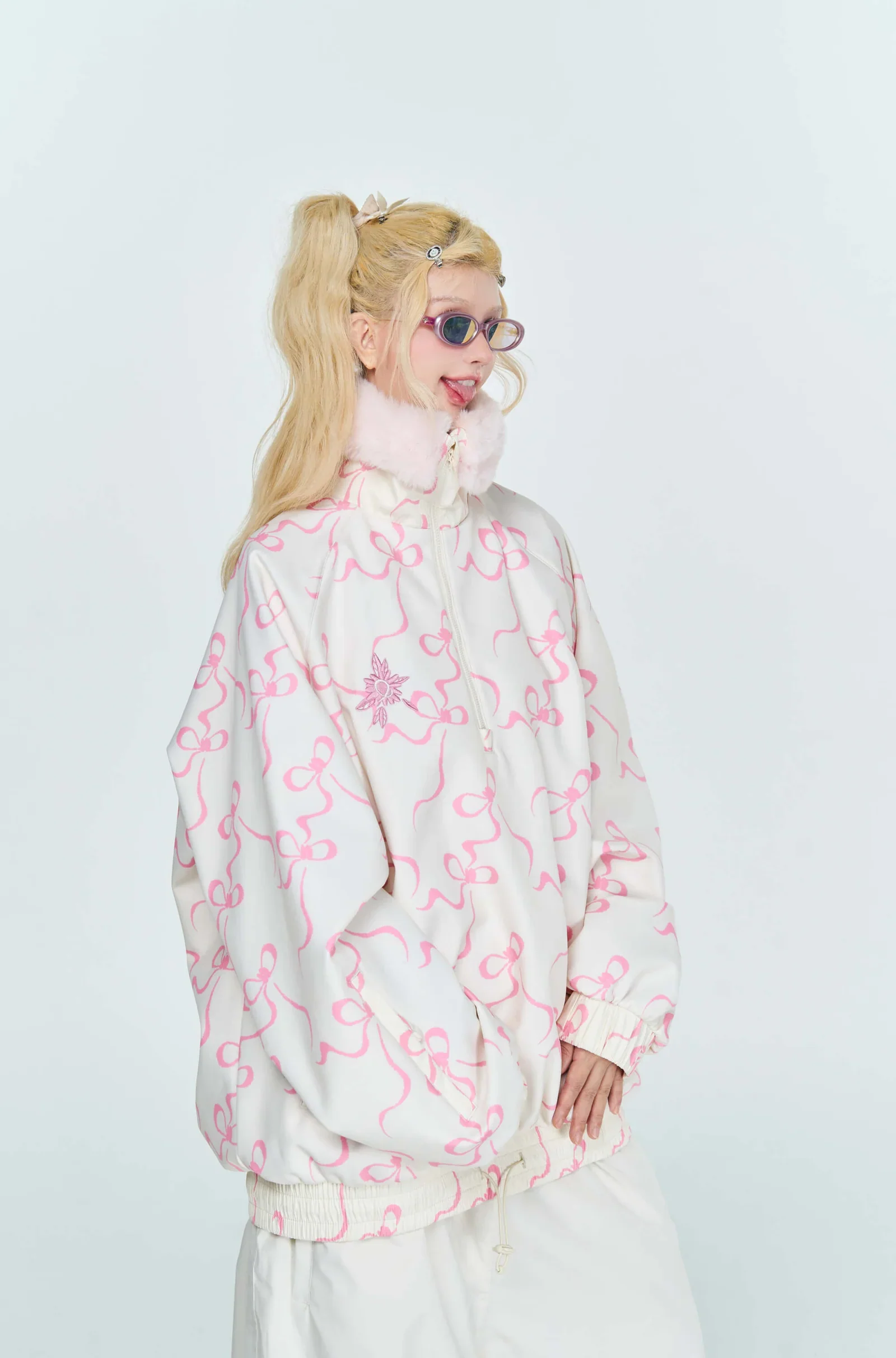 QLEO Bow Tie Fur Collar Hoodie - Image 7