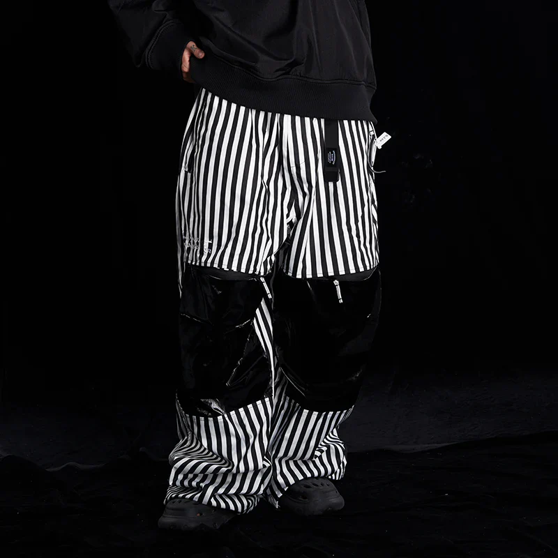 QLEO Street Style Stripe Snow Pants